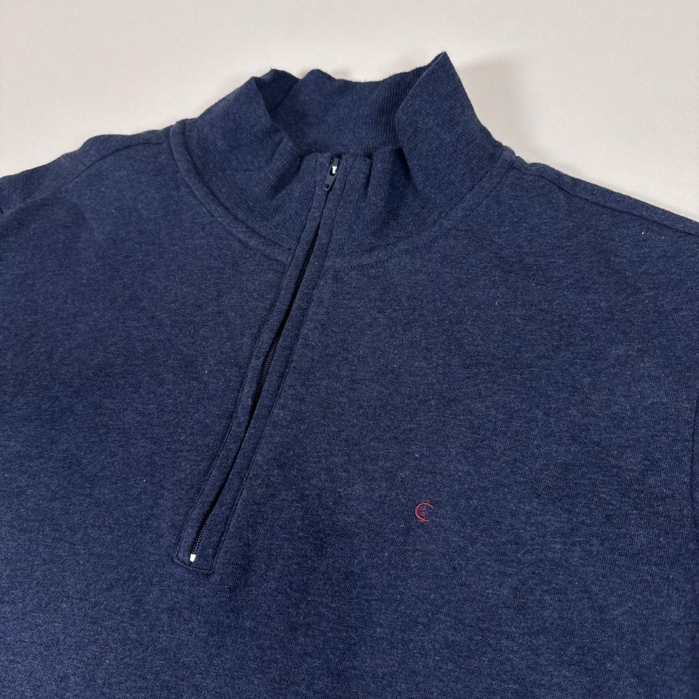 Criquet Quarter Zip Pullover Mens Medium Blue Cotton Logo Long Sleeve Preppy